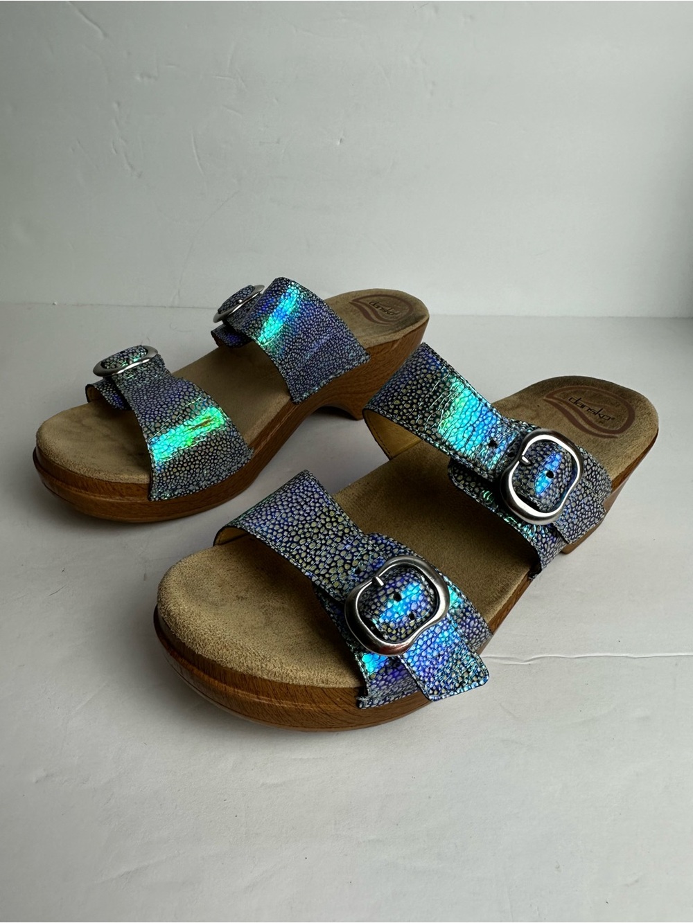 Dansko Sophie Sandals Women's Size EU 39 8.5 or 9 Shoes Blue Green Buckle - Picture 4 of 8